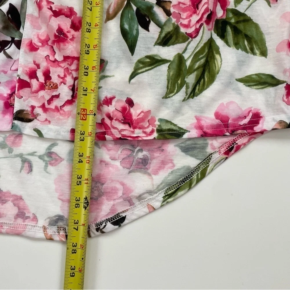 Show Me Your Mumu White Pink Rose Garden of Blooms Open Front Kimono ONE SIZE